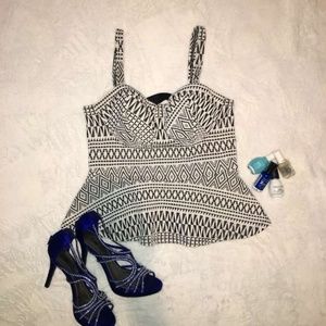 Tribal print peplum tank top